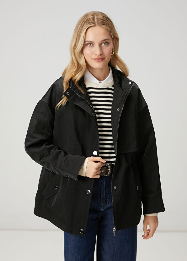 Beymen Club Siyah Kapüşonlu Mont - 4