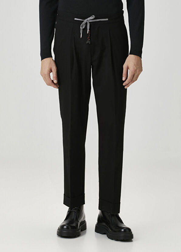 Marco Pescarolo Black Waist Corded Wool Trousers - 2