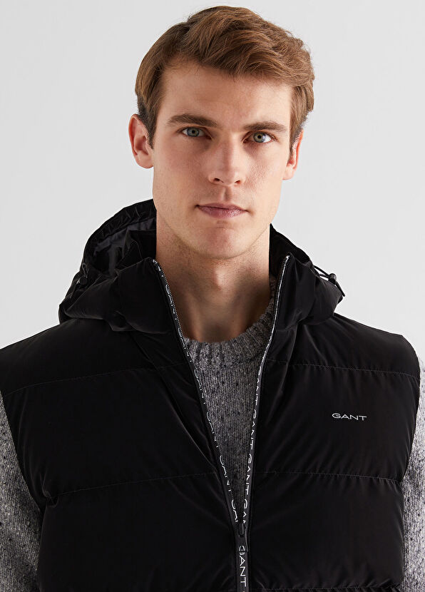 Gant Siyah Kapüşonlu Erkek Spor Yelek - 4