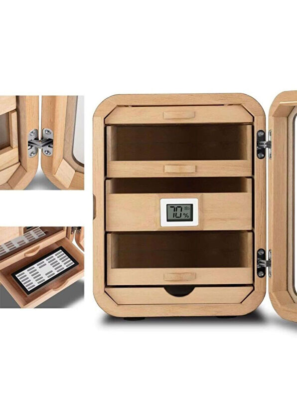CigarLoong Cigarspa Skylight Black Glass 5 Drawers Humidor Cigar Box with Electronic Humidifier - 3