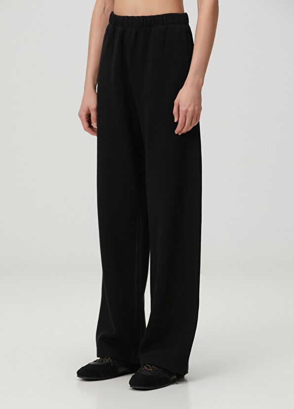 Skims Cotton Fleece Classic Siyah Düz Paça Eşofman Altı - 2