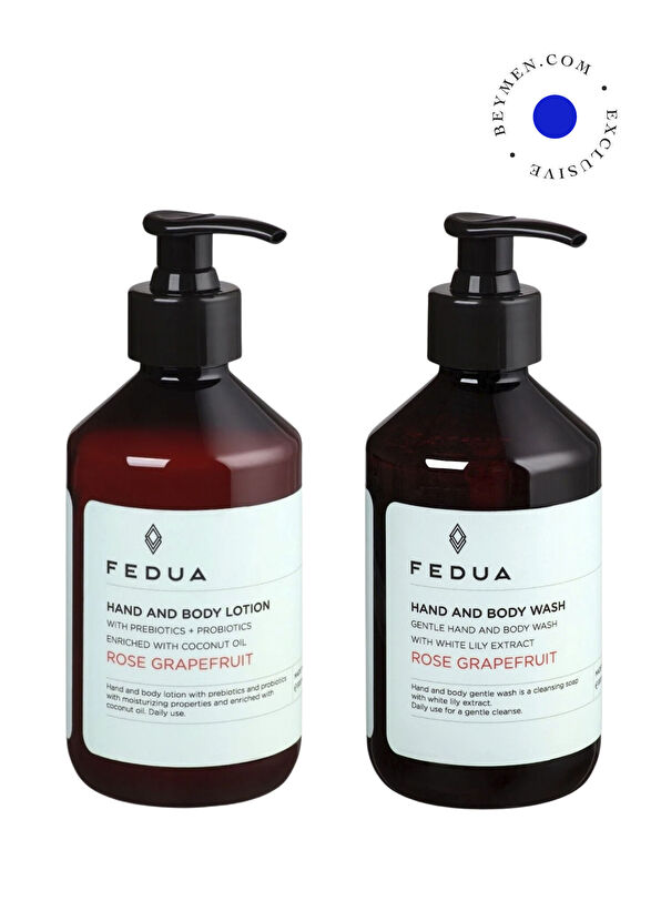 Fedua Hand And Body Lotion Rose Grapefruit Moisturizing Body Lotion 300 ml + Hand And Body Wash Rose Grapefruit Shower Gel 300 ml Skin Care Set of 2 - 1