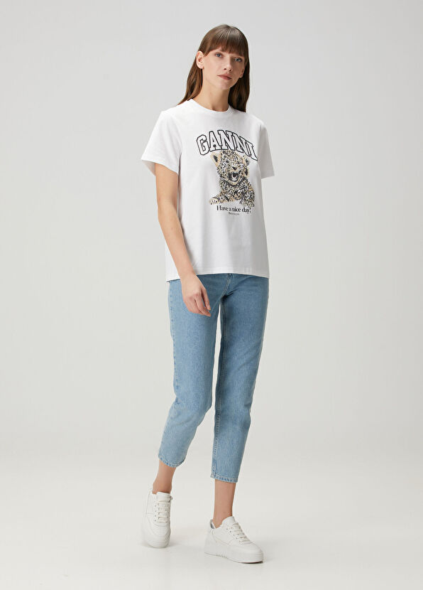 Ganni White Printed T-Shirt - 2