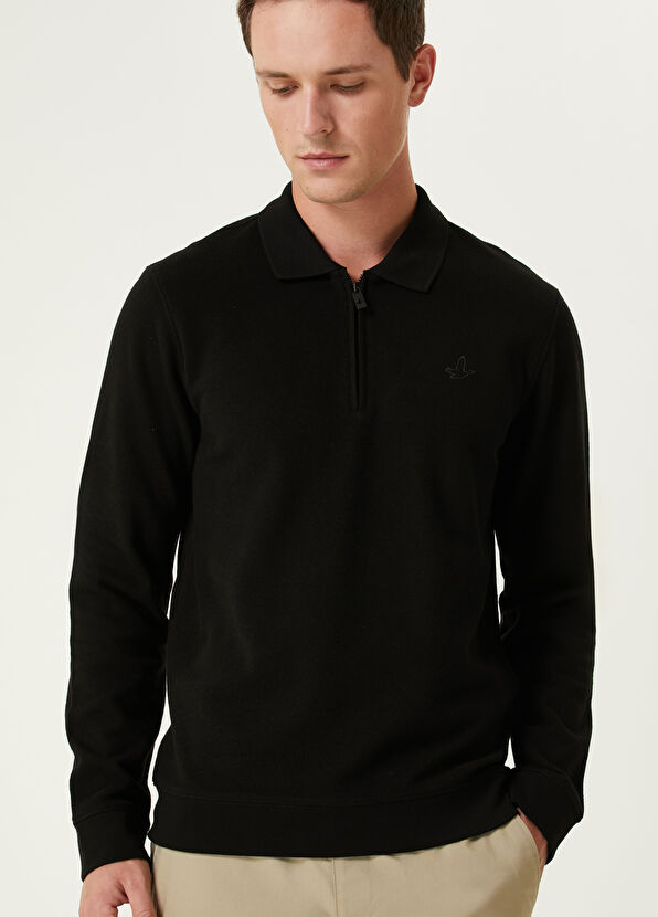 Black Polo Sweatshirt Beymen Club Black Polo Sweatshirt - 2