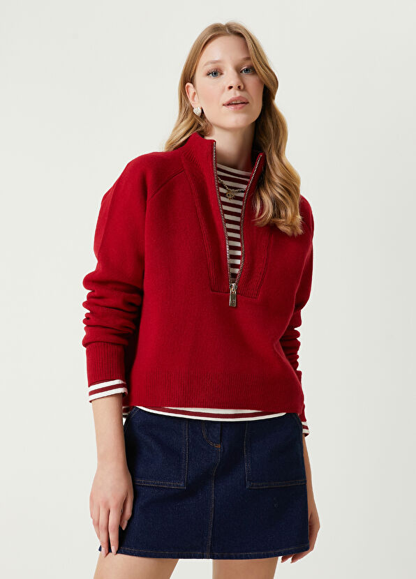 Beymen Club Red Zippered Wool Sweater - 1