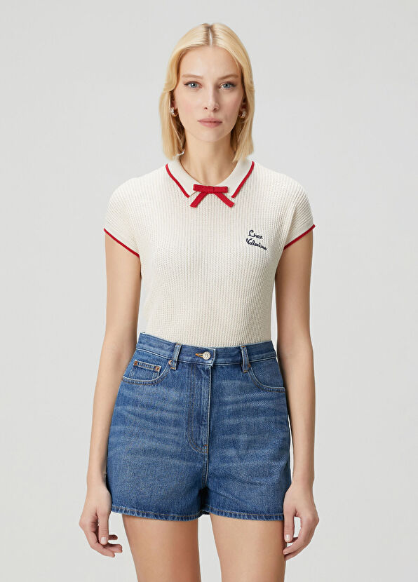 Valentino Chez Valentino Kırmızı Beyaz Triko - 1