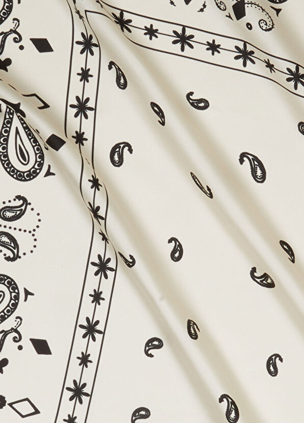 Beymen Club Off-White Black Silk Scarf - 2
