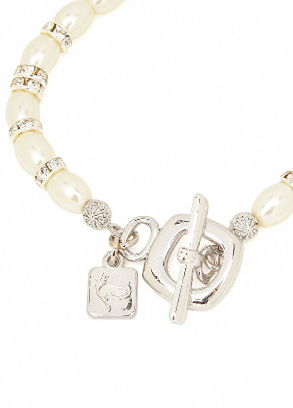Beymen Club Silver Double Stone Pearl Women's Bracelet - 3