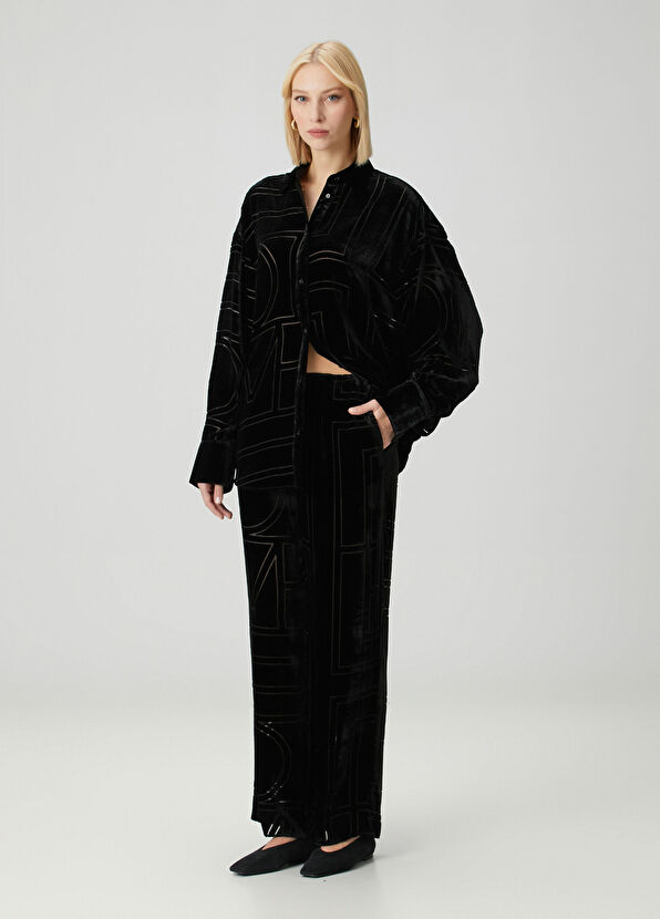 Toteme Oversized Siyah Monogram Gömlek - 2