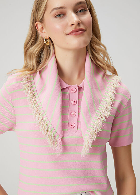 Beymen Club Pembe Çizgili Polo Kazak - 2