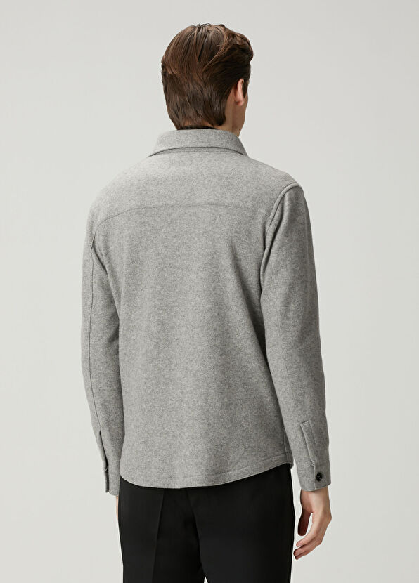 Maurizio Baldassari Koyu Gri Kaşmir Dış Gömlek - 4