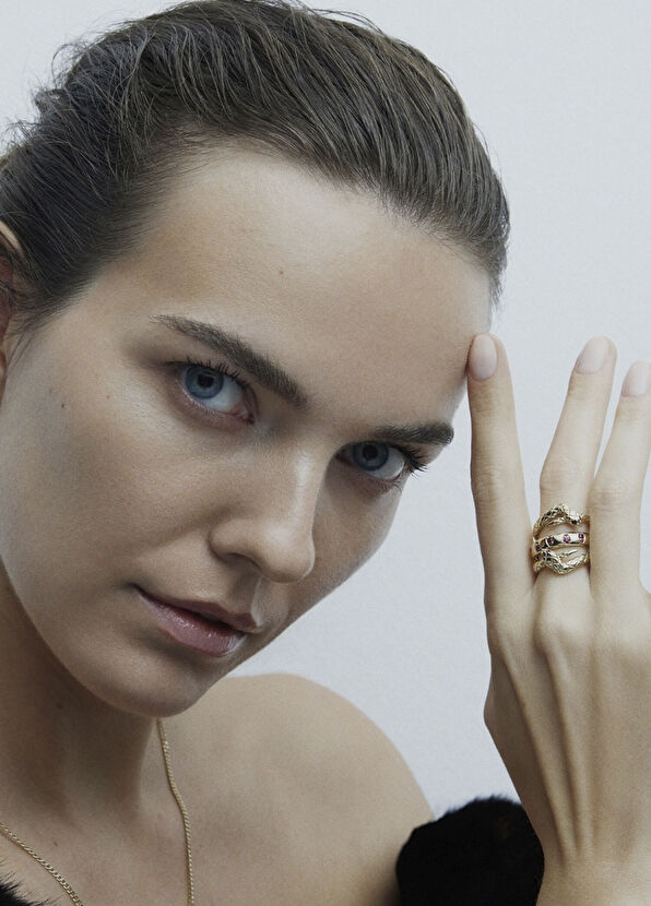 Foen Reborn Yakut Taşlı 14 Ayar Altın Kadın Yüzük - 2