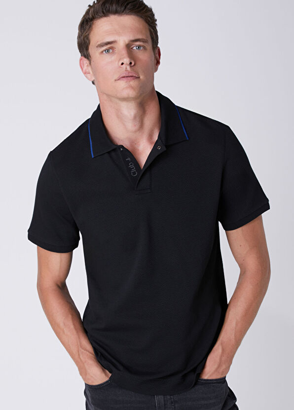 Beymen Club Comfort Fit Siyah Polo Yaka Petek Dokulu T-shirt - 2