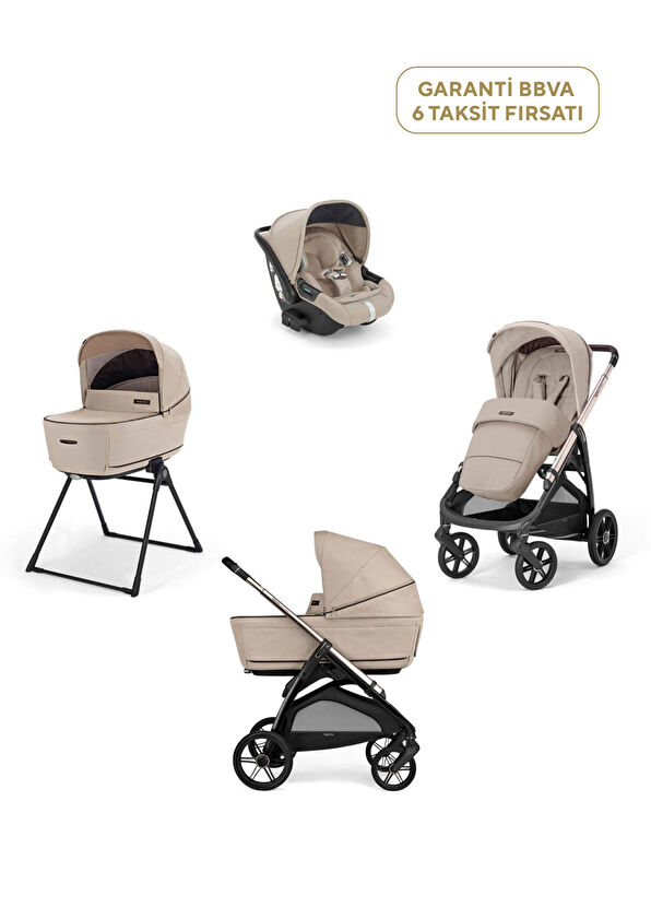 Aptica Glam Pashmina Beige Stantlı 4'lü Seyahat Sistem Bebek Arabası - Görsel 2