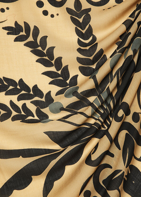 Beymen Club Bej Şal Desenli İpek Eşarp - 2