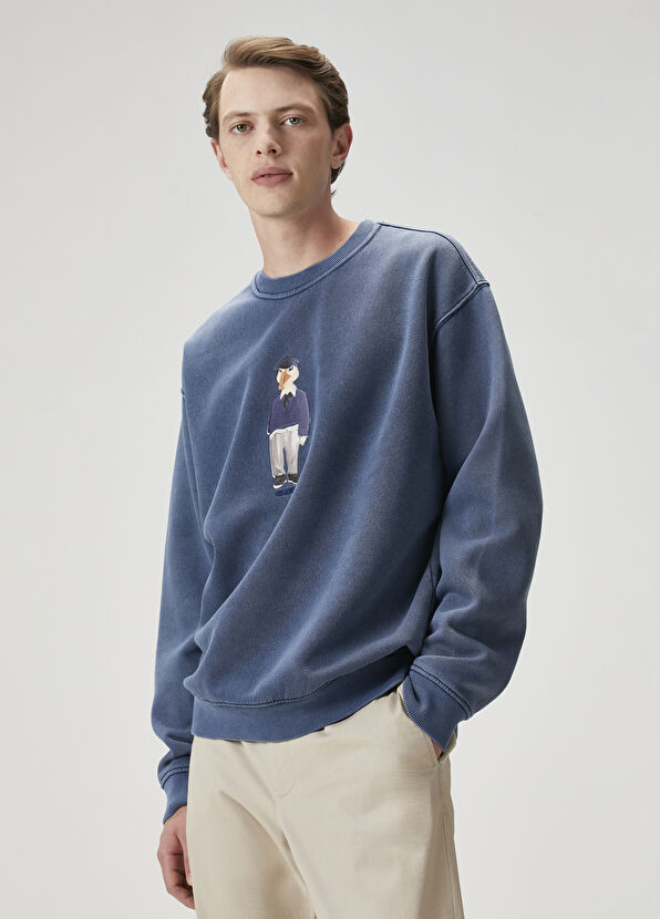 Beymen Club Lacivert Figür Baskılı Oversized Sweatshirt - 3