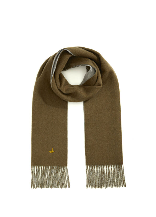 Beymen Club Grey Khaki Double-Sided Men's Wool Cashmere Scarf - 3