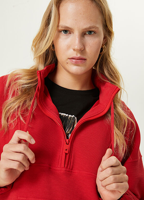 Beymen Club Kırmızı Ottoman Dokulu Sweatshirt - 2