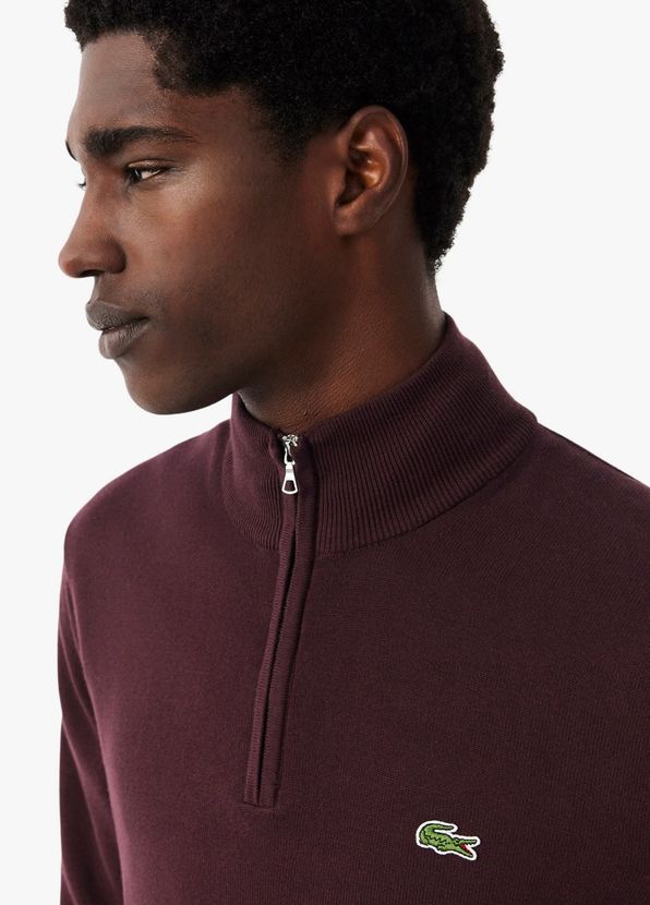Lacoste Bordo Pamuklu Yarım Fermuarlı Regular Fit Erkek Kazak - 2
