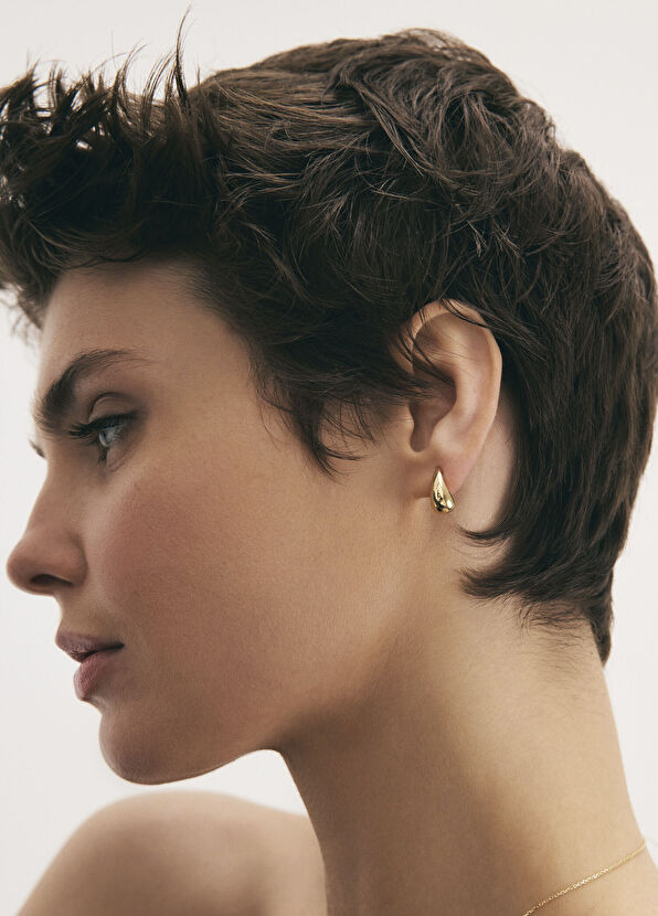 Teardrop 14 Ayar Altın Kadın Küpe - Görsel 3