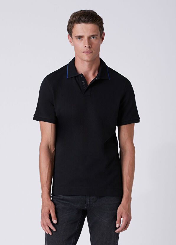 Beymen Club Comfort Fit Siyah Polo Yaka Petek Dokulu T-shirt - 1