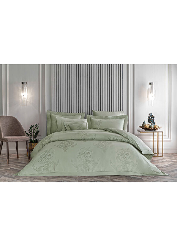 Valeron Rina Haki Pamuklu Jakar Super King Size Nevresim Takımı 260 x 240 cm - 2