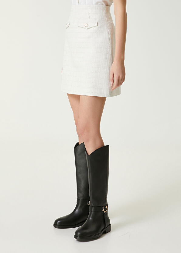 Beymen Club Ecru Mini Tweed Skirt - 3