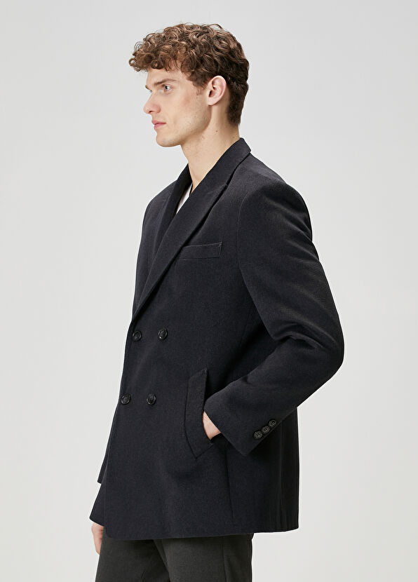 Beymen Club Anthracite Wool Double-Breasted Coat - 2