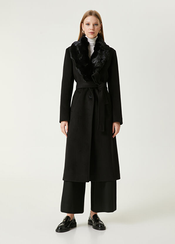 Beymen Club Siyah Yakası Kürklü Palto - 1