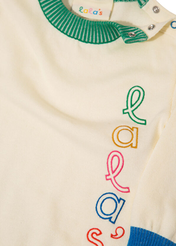 Lala's Babies First Patterned Ecru Long Sleeve Unisex Baby Jumpsuit - 3