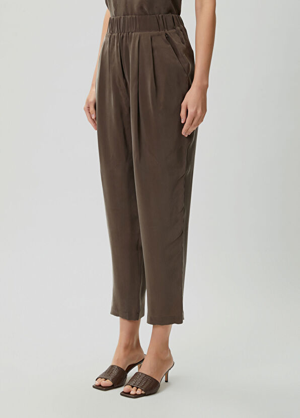 Beymen Club Brown pleated cupro carrot pants - 2