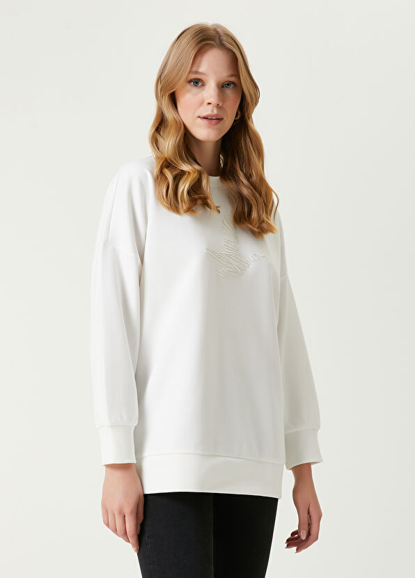 Beymen Club White Logo Embroidered Sweatshirt - 4