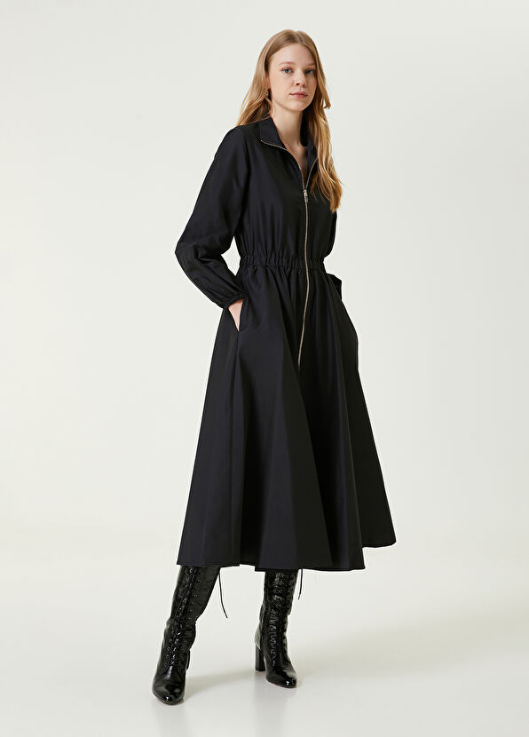 Beymen Club Siyah Balon Kollu Midi Elbise - 1