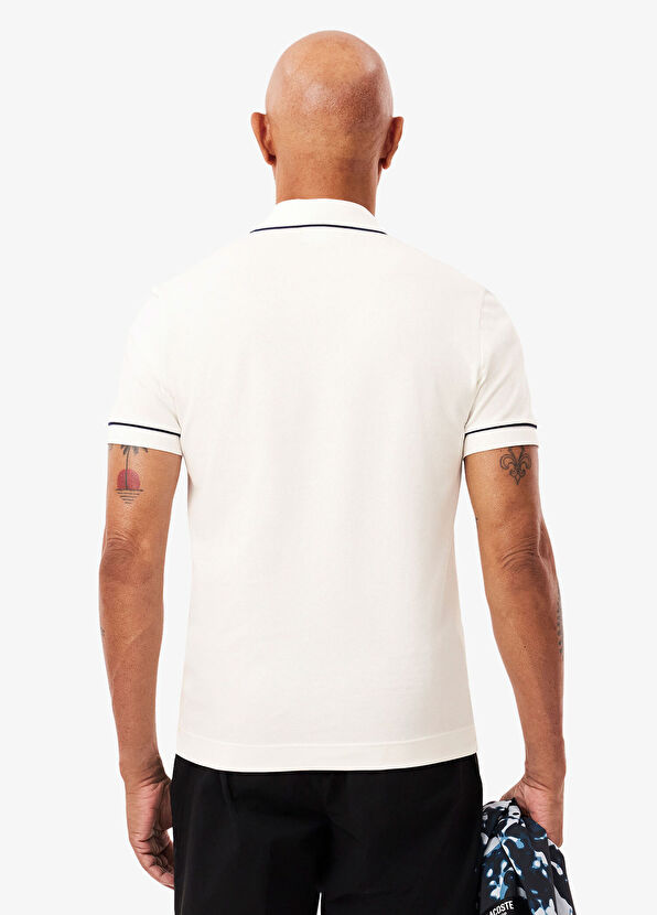 Paris Beyaz Pamuklu Polo Yaka Regular Fit Kısa Kollu Erkek T-shirt - Görsel 4