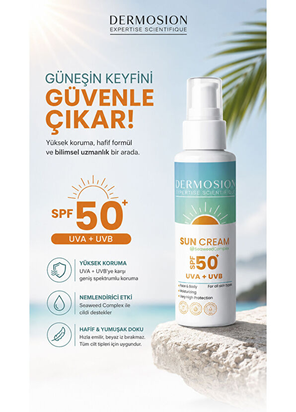 Dermosion Sun Cream Yosun Ekstraktlı Mineral Filtre SPF50+ Güneş Kremi 100 ml - 3