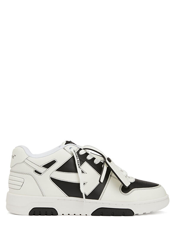 Off-White Siyah Beyaz Erkek Deri Sneaker - 1