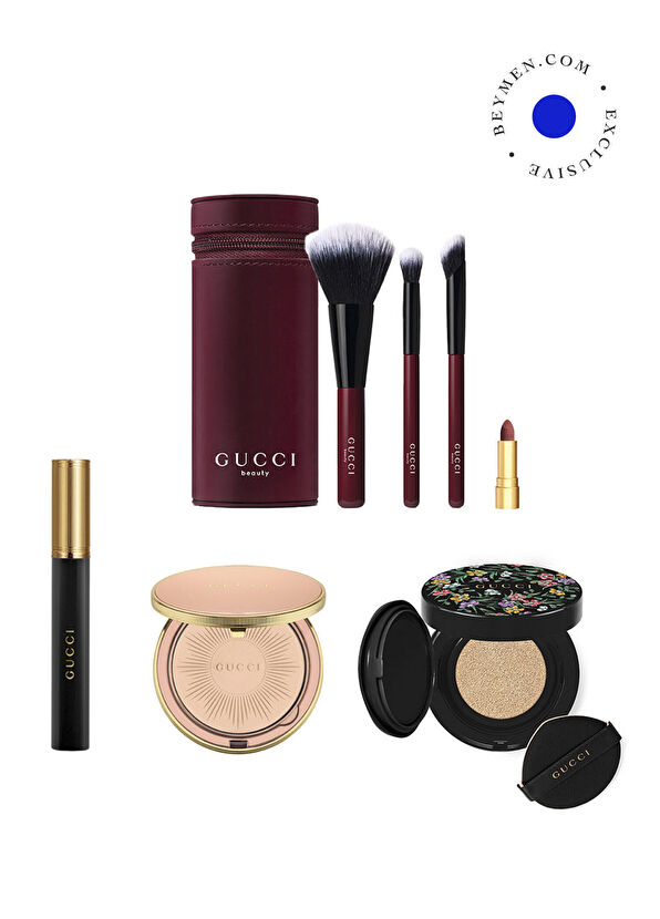 Gucci Mascara Le Magnetisme 01 Ever Black+ Eternite De Beaute Cushion 02 Fair + Beauty Matte Powder Revamp 02 Cool+ Gucci Fırça Seti + Mini Ruj Makyaj Seti - 1