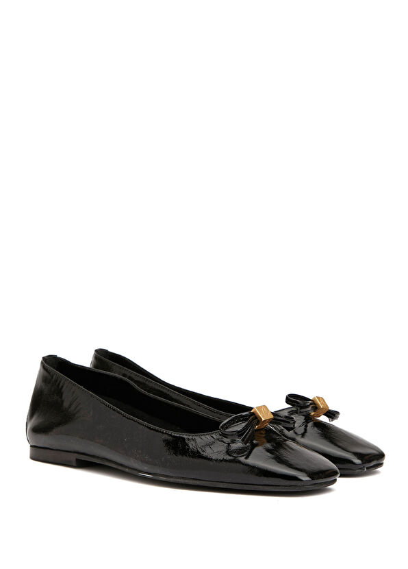 Beymen Club Black Logo Accessories Leather Ballet Flats - 2