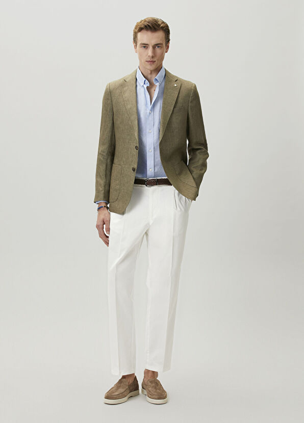 Beymen Club Comfort Fit Açık Mavi Keten Gömlek - 4