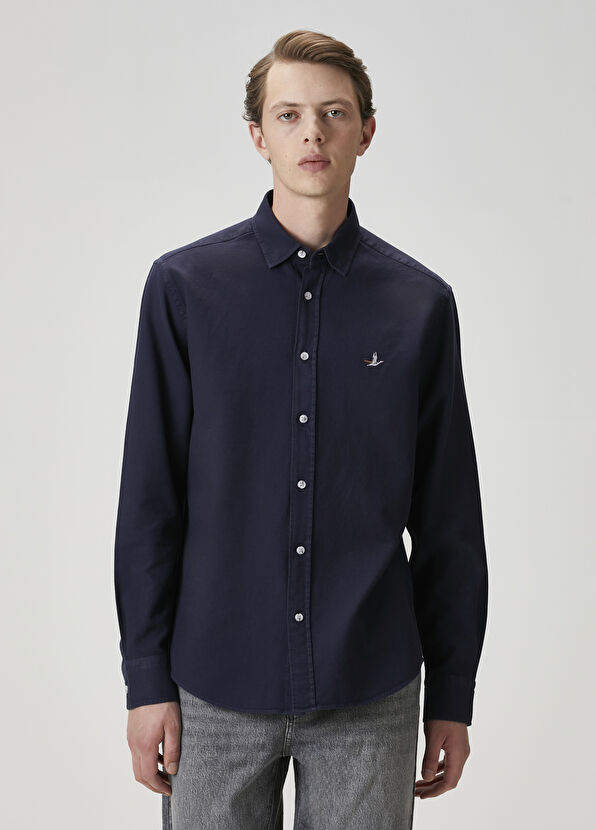 Beymen Club Comfort Fit Navy Blue Textured Shirt - 1