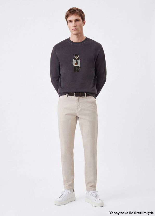 Beymen Club Anthracite Dog Appliqué Oversized Sweatshirt - 2