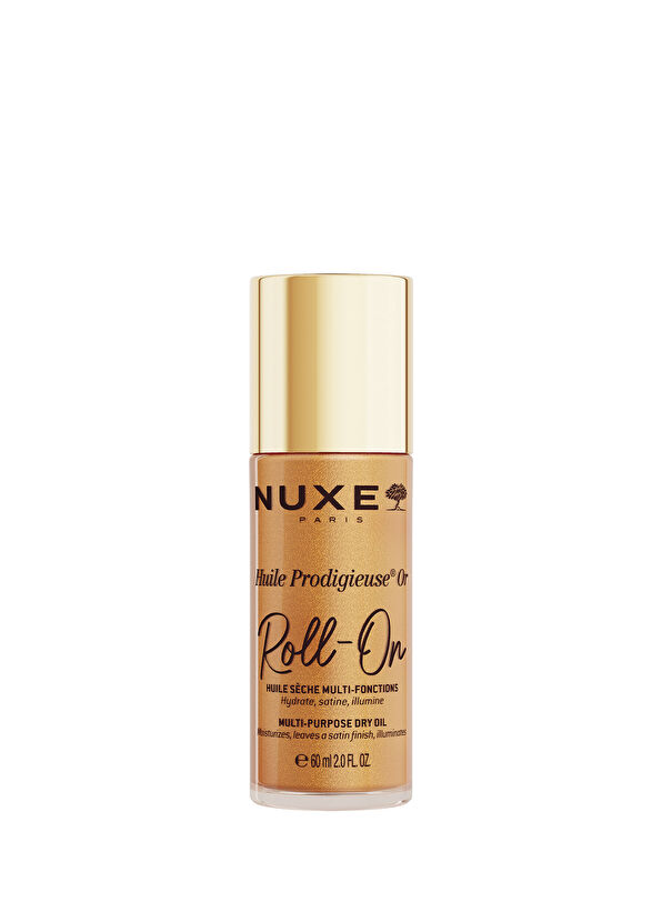 Nuxe Gold Glitter Roll-on Dry Oil 60 ml + Body Massage Brush for Face, Body and Hair - 1