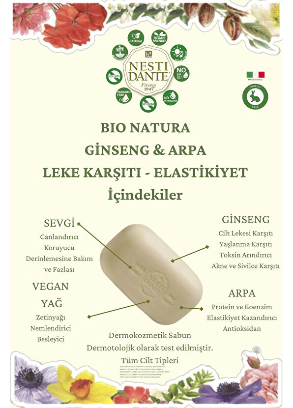 Nesti Dante Bionatura Ginseng ve Arpa Arındıcı Vegan Bakım Sabunu 250 gr - 4
