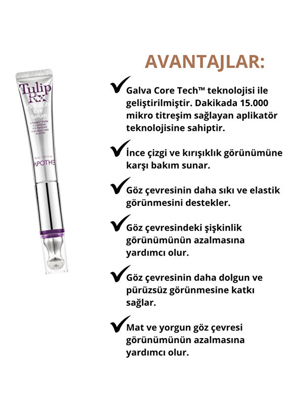 Apothe TulipRx™ PDRN V5 Bio Lift Eye Serum Mikro Titreşimli PDRN Göz Çevresi Lifting Serumu 15 ml  - 3