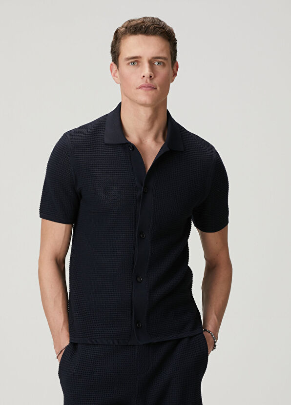 Beymen Club Lacivert Waffle Dokulu Kısa Kollu Triko - 2