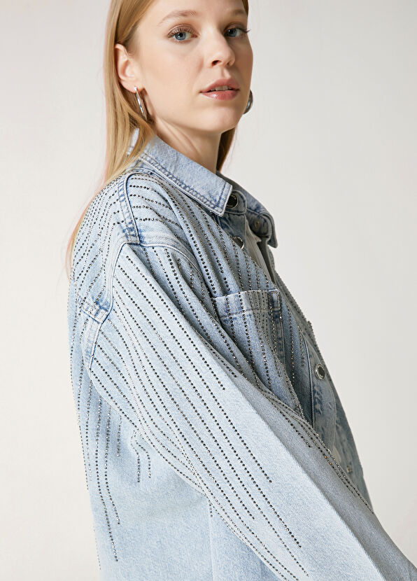 Beymen Club Blue Hotfix Denim Jacket - 2