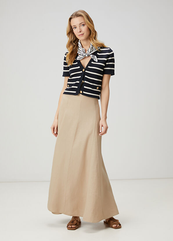 Beymen Club Navy Blue Ecru Striped Cardigan - 2