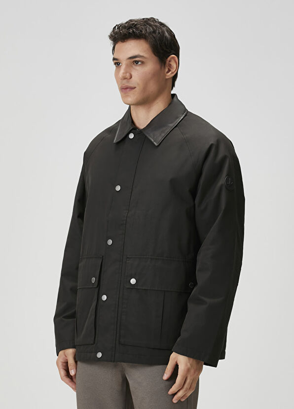 Beymen Club Siyah Yakası Deri Garnili Mont - 4