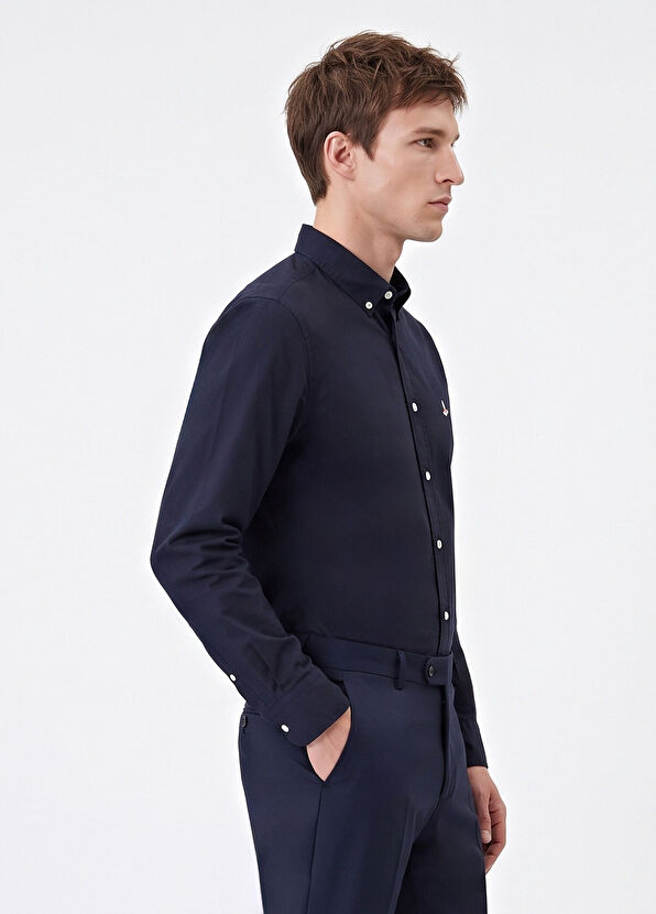Beymen Club Slim Fit Lacivert Lycralı Oxford Gömlek - 2