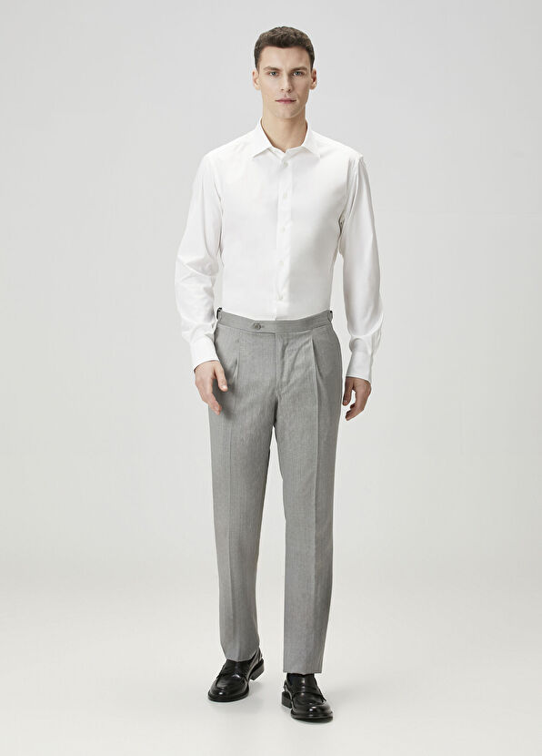 Rota Açık Gri Yün Pantolon - 1